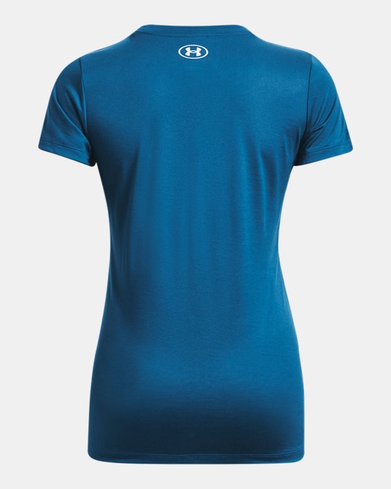女士UA Tech™ Graphic短袖T恤 in Blue image number 5